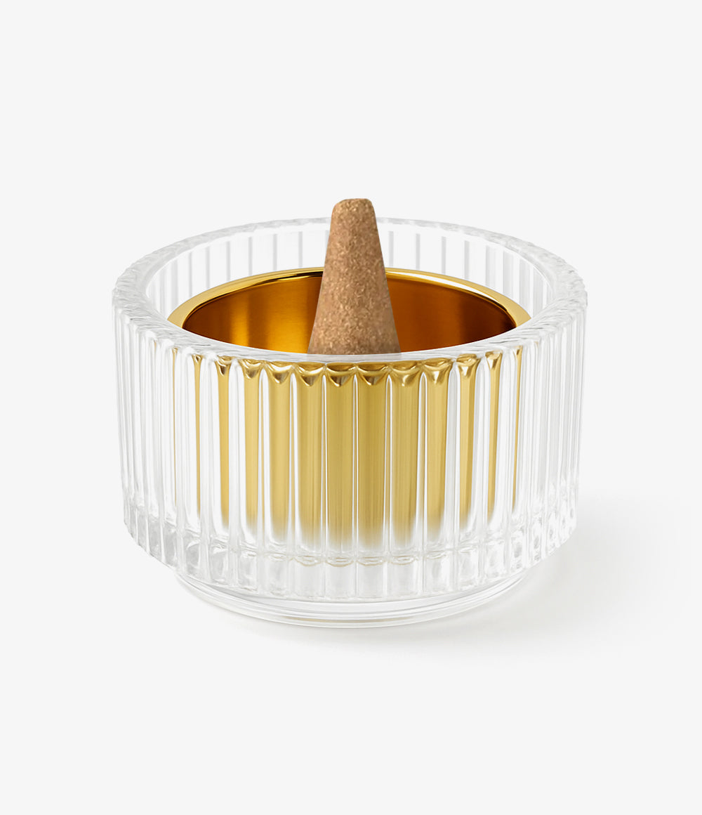 Glasbrenner & goldenes Teelicht