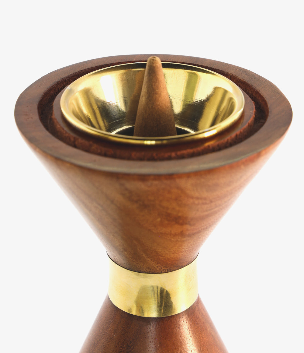 Hourglass Wooden Incense Cone Burner