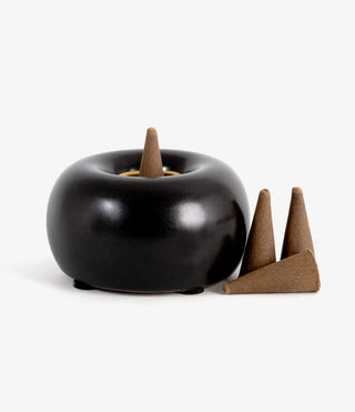 Ceramic Oud Incense Cone Burner Holder (Black)