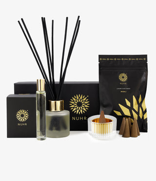 Miraj Home Scenting Gift Set with diffuser, incense cones and burner with option for Roll On Perfume