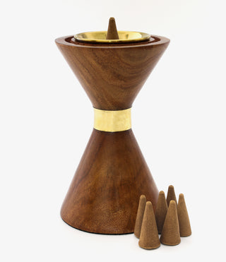 Hourglass Wooden Incense Cone Burner