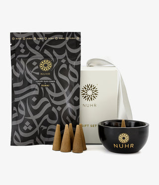 Incense Cones and Black Ceramic Burner Gift Set - Dubai