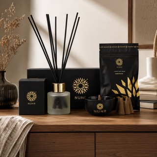 Coffret cadeau parfum d'intérieur Haramain avec diffuseur, cônes d'encens et brûleur avec option de parfum roll-on